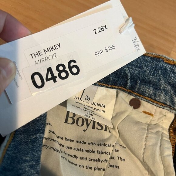 Boyish THE MIKEY High Waist Wide Leg Jeans Sz 26 in MIRROR - Picture 8 of 11